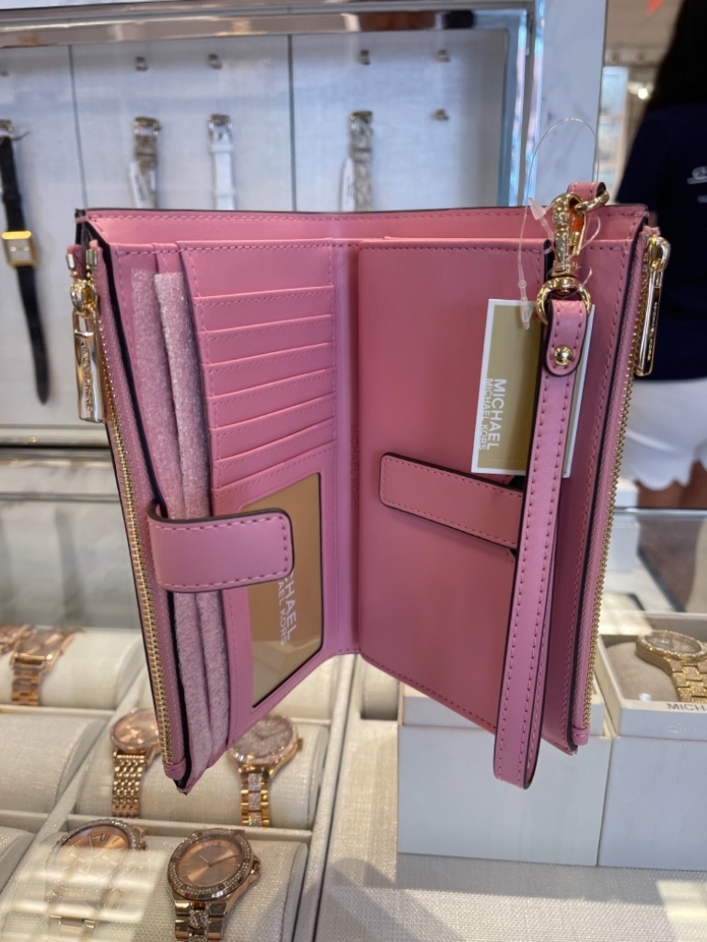 MICHAEL KORS Jet Set Large Double Zip Ombré Signature Logo Wristlet Phone Holder - Picture 6 of 16
